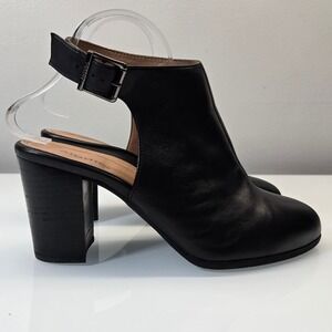 Vionic Lacey Bootie Shoes 11 Leather Open Back‎ Block Heel Arch Support Comfort